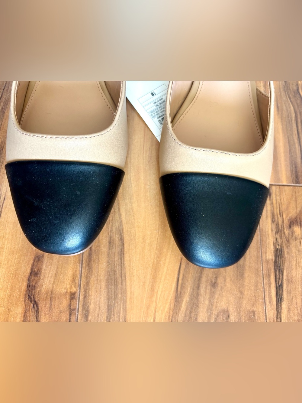 A New Day Two-Tone Beige and Black Cap-Toe Slingback Ballet Flats size 8.5 - Picture 2 of 6